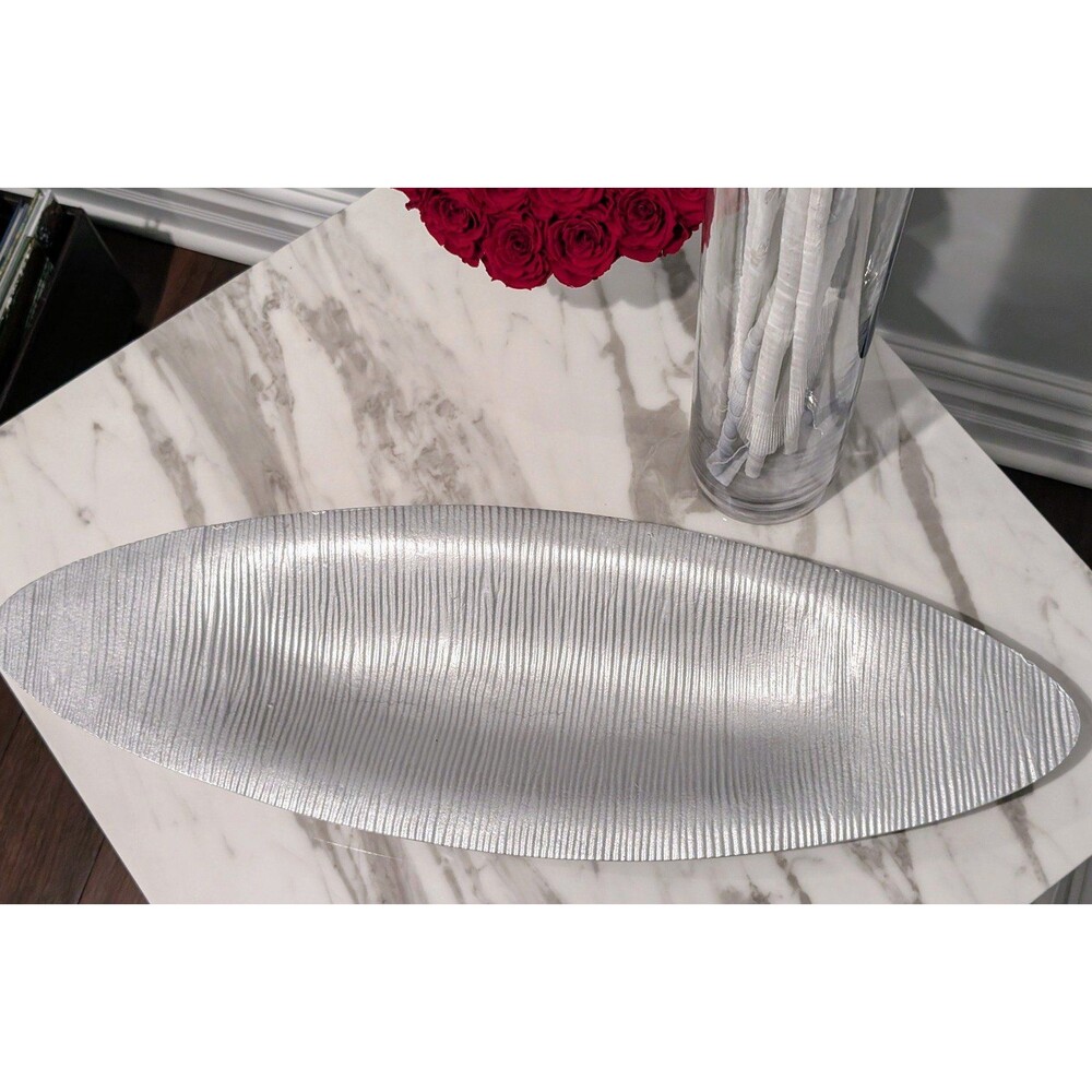 Large Metal Ribbed Decorative Tray - Picture 2 of 5
